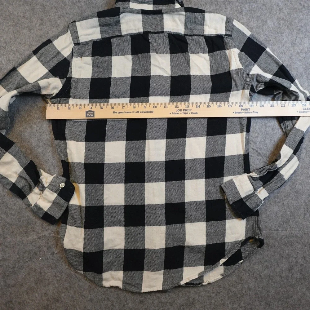 Ralph Lauren Top Women Medium Blue White Buffalo Plaid Classic Fit Flannel - Picture 8 of 10